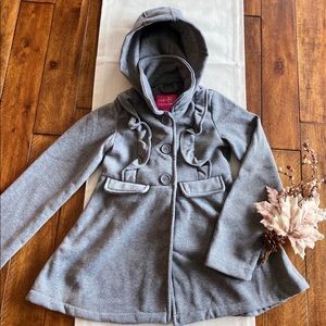 Girls’ Grey Hooded Peacoat by Pink Platinum